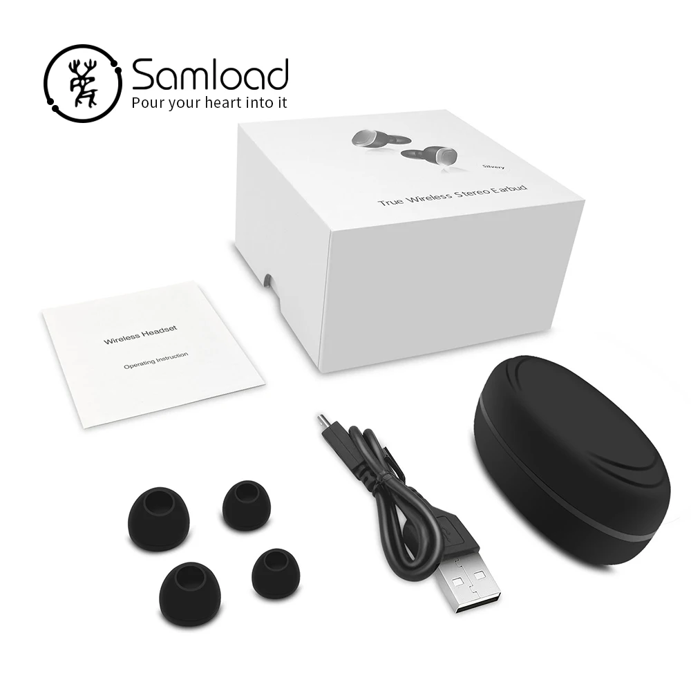 Samload Sports Headphones Wireless Bluetooth Headset IPX5 Waterproof Earphone With Chargin Case for iphone5 6 7 8 Xiaomi Android