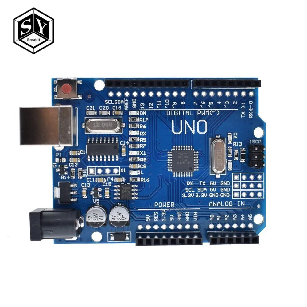 

GREAT IT high quality One set UNO R3 CH340G+MEGA328P Chip 16Mhz For Arduino UNO R3 Development board + USB CABLE