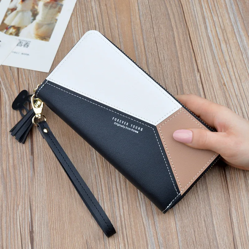 

Oeak Leather Wallets Women Phone Clutch Wallets Female Long Zipper Coin Purse Credit Card Holder Tassel Design Money Bag