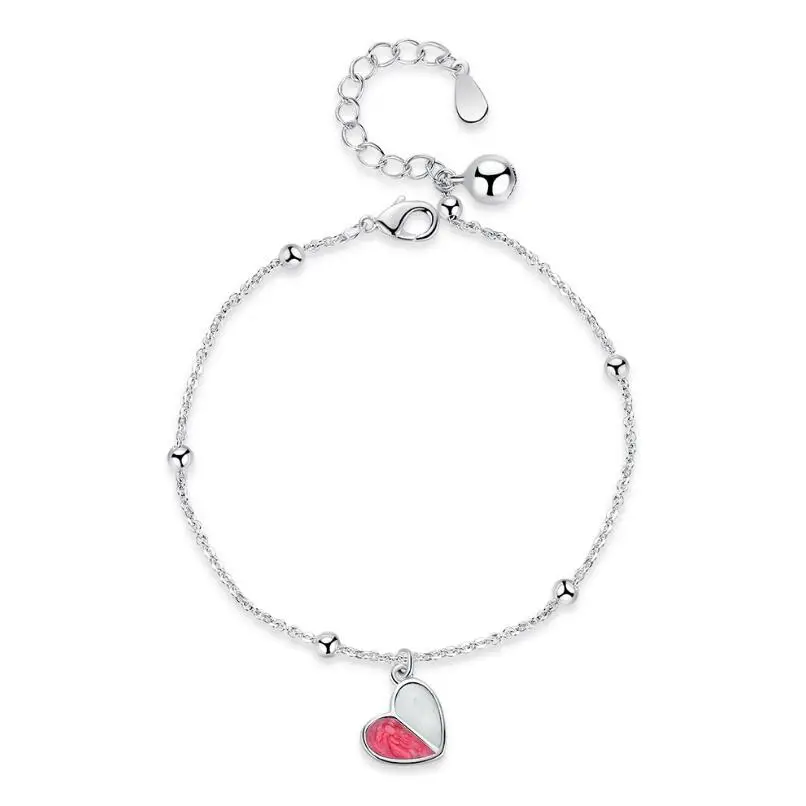 

New Hot Crystal Glue Heart Cute Bracelets For Women 925 Sterling Silver Jewelry Statement Party Gifts Bracelets Pulseras SAB1