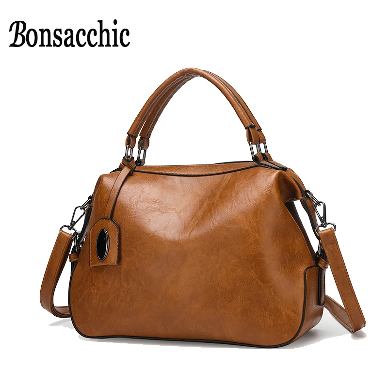 

Bonsacchic Soft Leather Hobos Bag Brown Women Handbags Retro Ladies Hand Bag High Quality Small Bag Over Shoulder Sac Femme 2019