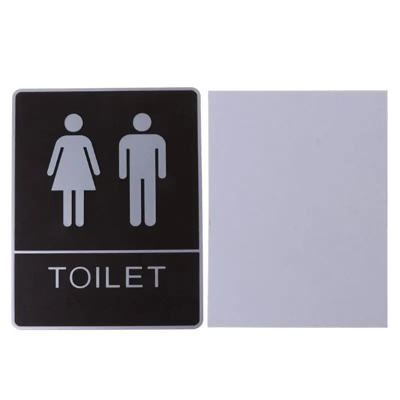 

Bathroom Sign Removable Back Adhesive Toilet Sign WC Sign Wall Stickers6" X 8"