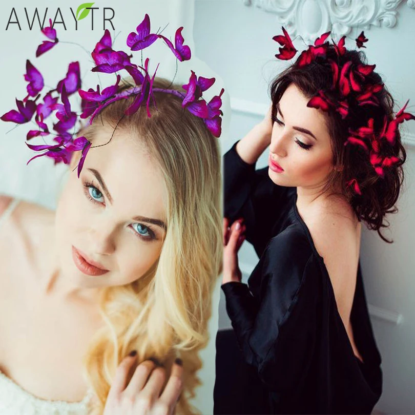 

AWAYTR DIY Butterfly Crowns Hendband Simulation Girl Hairbands Fashion Hair Hoop Ladies Headpieces for Women Hair Accessories