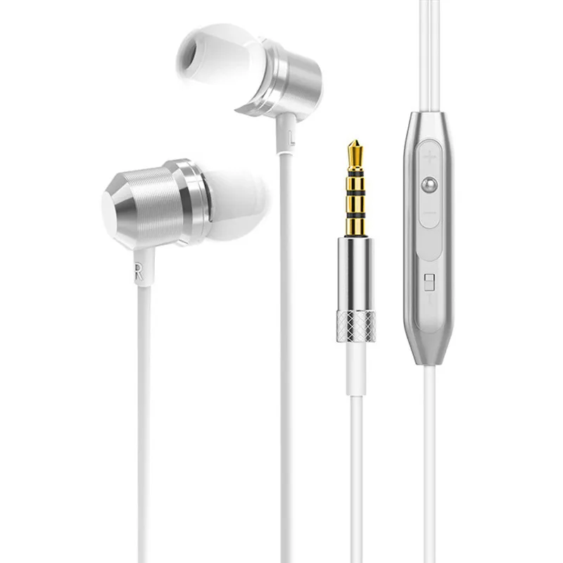 Новые наушники-вкладыши для телефона mp3 bass earbud стерео наушники для samsung для sony earpiece H40 - Цвет: Серебристый