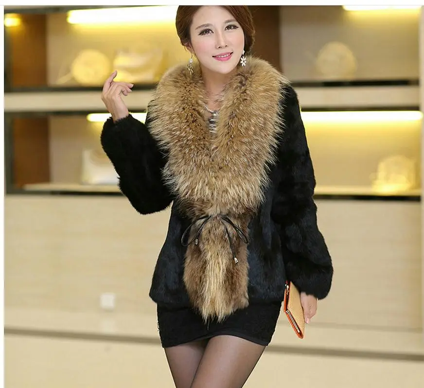 Женские меховые куртки больших размеров, имитация большого меха ...
