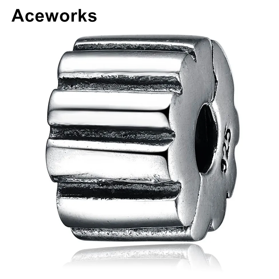 

Aceworks 925 Sterling Silver Lock Clip Stopper Charm European Beads Silver Charms Fit diy Snake Chain Bracelet Safety Bead PB104
