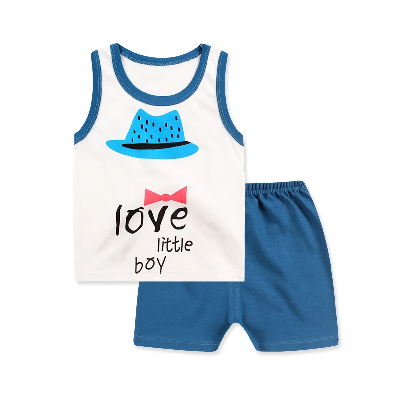 

New Style Cotton Suit 2019 Baby Kid Boy Clothes Summer Boy Clothing Set Sleeveless Vest+Striped Short Pant 2PCs Kids Clothes Set