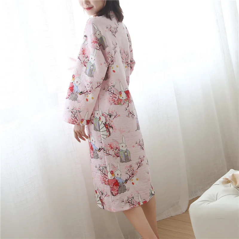 Pink kimono bathrobe woman (6)