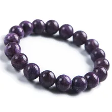 Натуральная Чароит Натуральный камень Для женщин Femme Фиолетовый Круглый Кристалл бисер браслет 11 мм