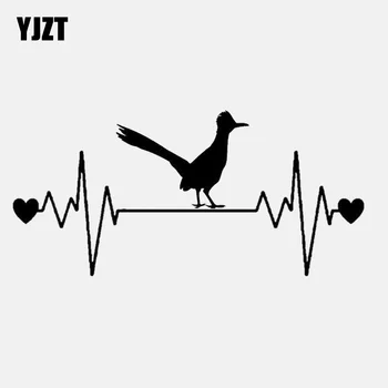 

YJZT 14CM*6.6CM Roadrunner Lifeline Bird Heartbeat Vinyl Black/Silver Car Sticker C22-1084