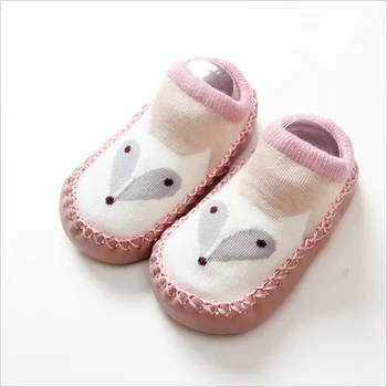 

Newborn Spring Infant Socks Anti Slip Baby Girl Boy Socks With Rubber Soles Toddler First Walker Home Cartoon Fox Sock shoes new