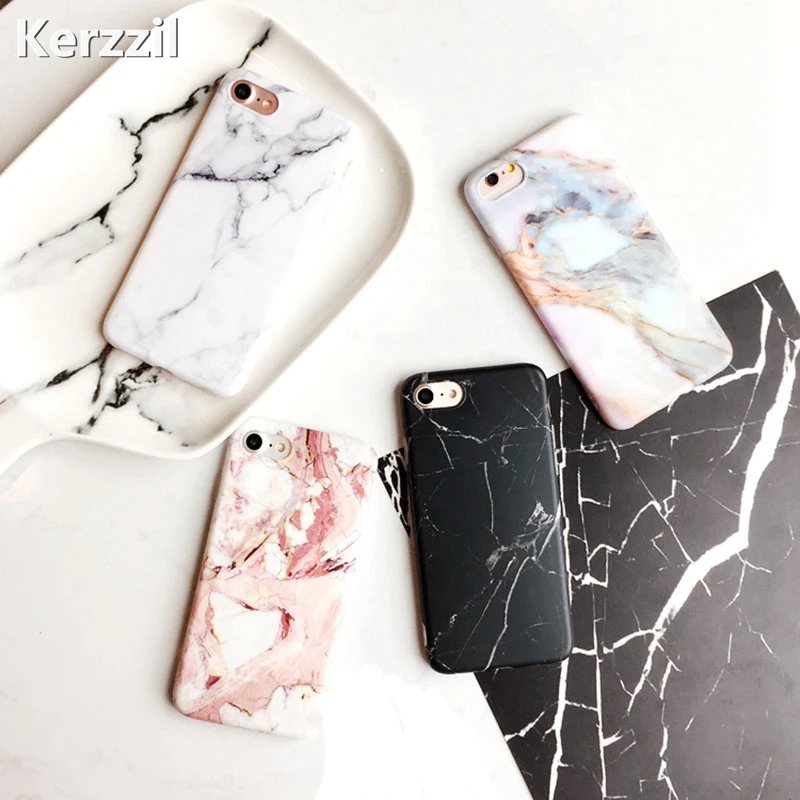 

Kerzzil IMD Marble Stone Gel Case For iPhone 7 6 6S 8 Plus Soft Silicone Granite Cover Back For iPhone X XR XS Max Capa Coque