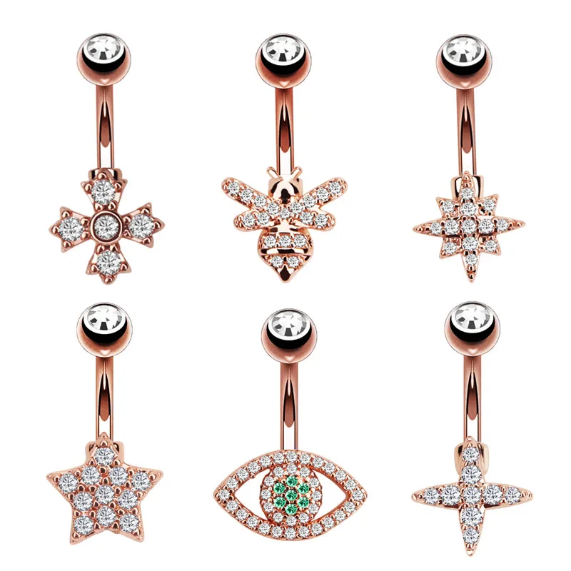 Ombligo piercing top down estrellas Stars cristales nabelpiercing