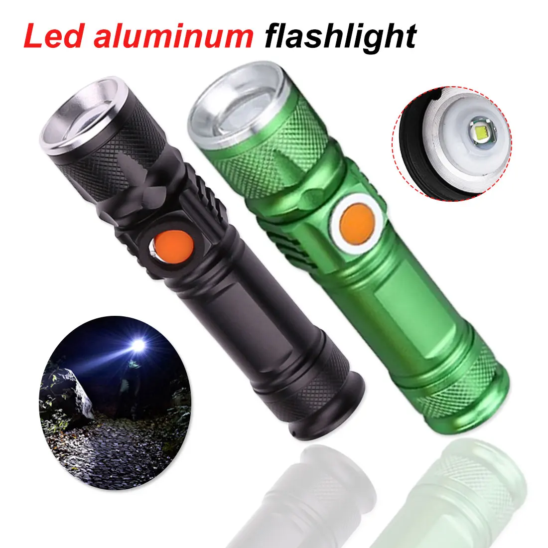 

Portable Lantern 3 Modes XML T6 3800LM Built-in 18650 USB Rechargeable Flashlight Waterproof Torch Zoomable Flash Light