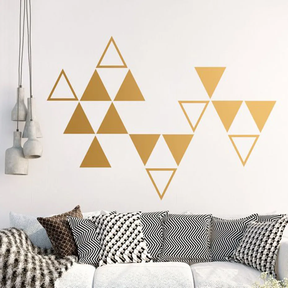 

16pcs Minimalist Nursery Geometric Triangle Wall Stickers Removable Vinyl Wall Decals Kids Living Room PVC Wall Mural Home Decor