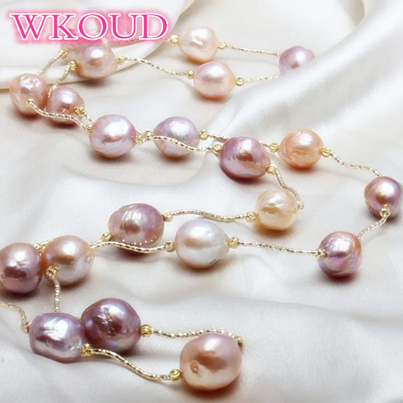 

Genuine Luxury Really natural Metallic luster Big pearl 11-13mm Baroque Irregular Pearl Necklace for women Free shipping