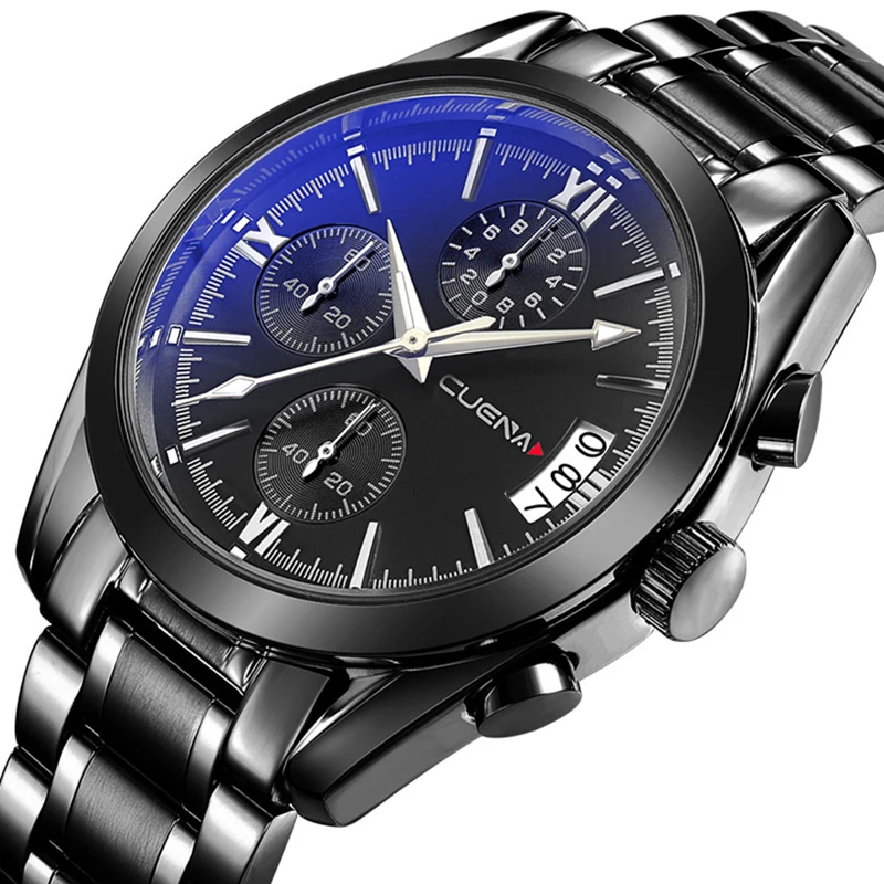 

CUENA Fashion Mens Watches Top Brand Luxury Stainless Steel Men Quartz Watch Waterproof Man Sport Wristwatches Relogio Masculino
