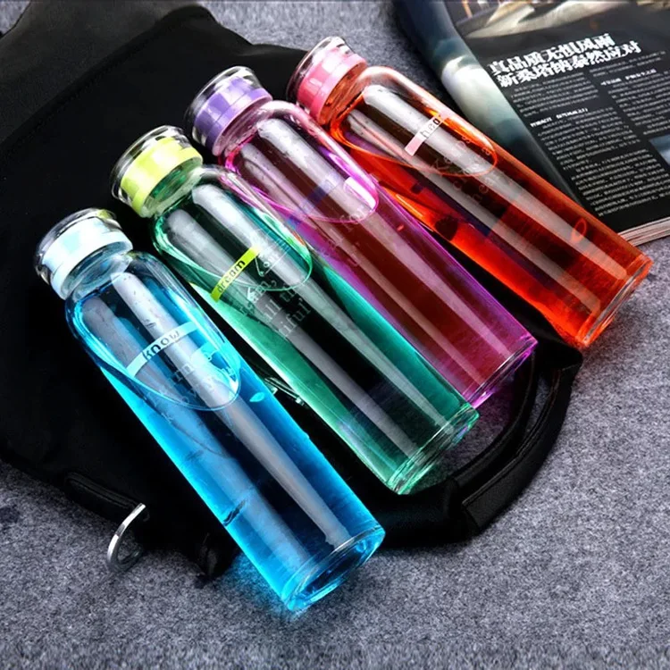 

fashion 420ml glass water bottle portable outdoor sport drink bottle leakproof juice tea office school bottles high quality