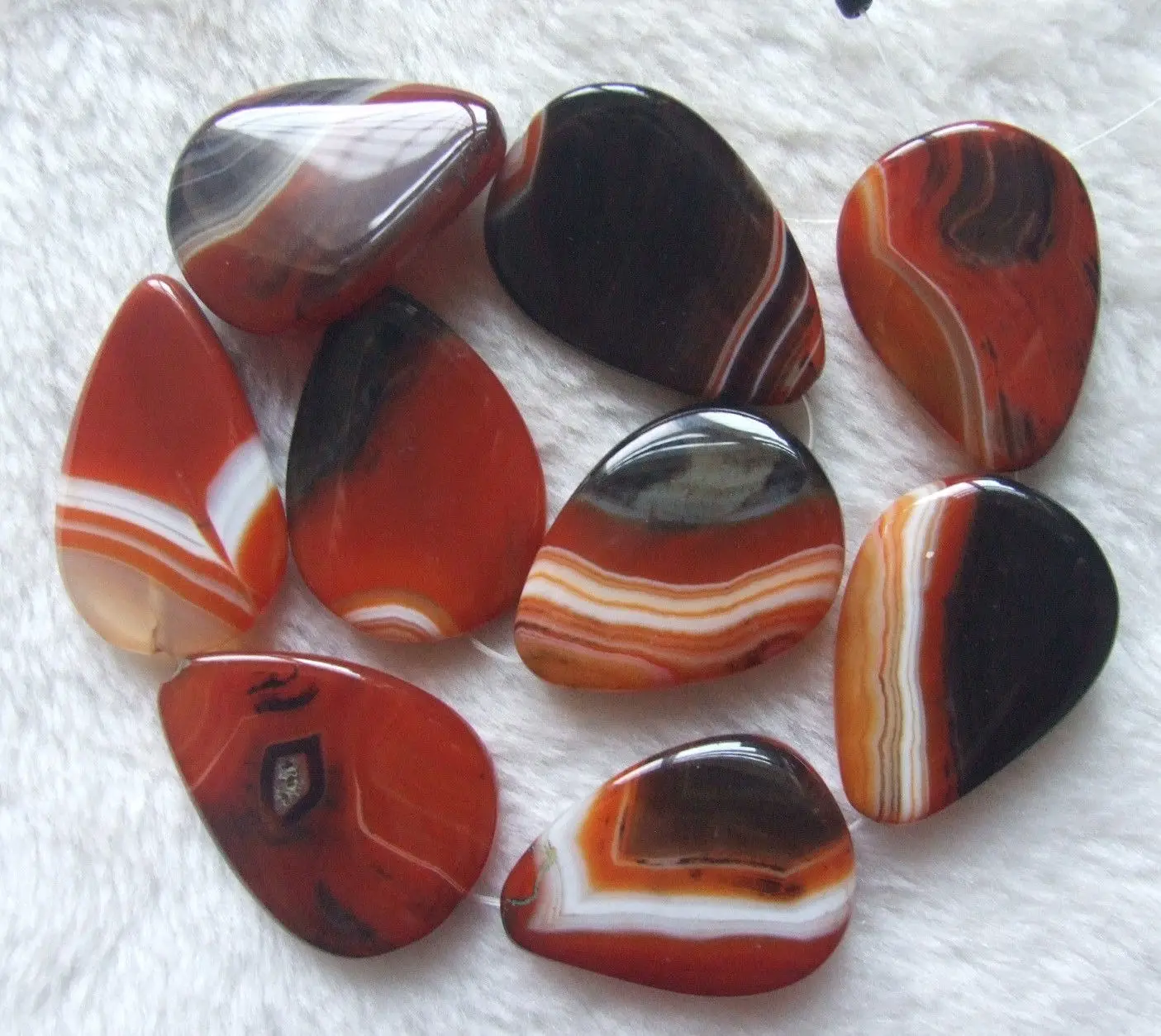 30x40mm Dream Agates Flat Pear Shape Loose Beads 14"
