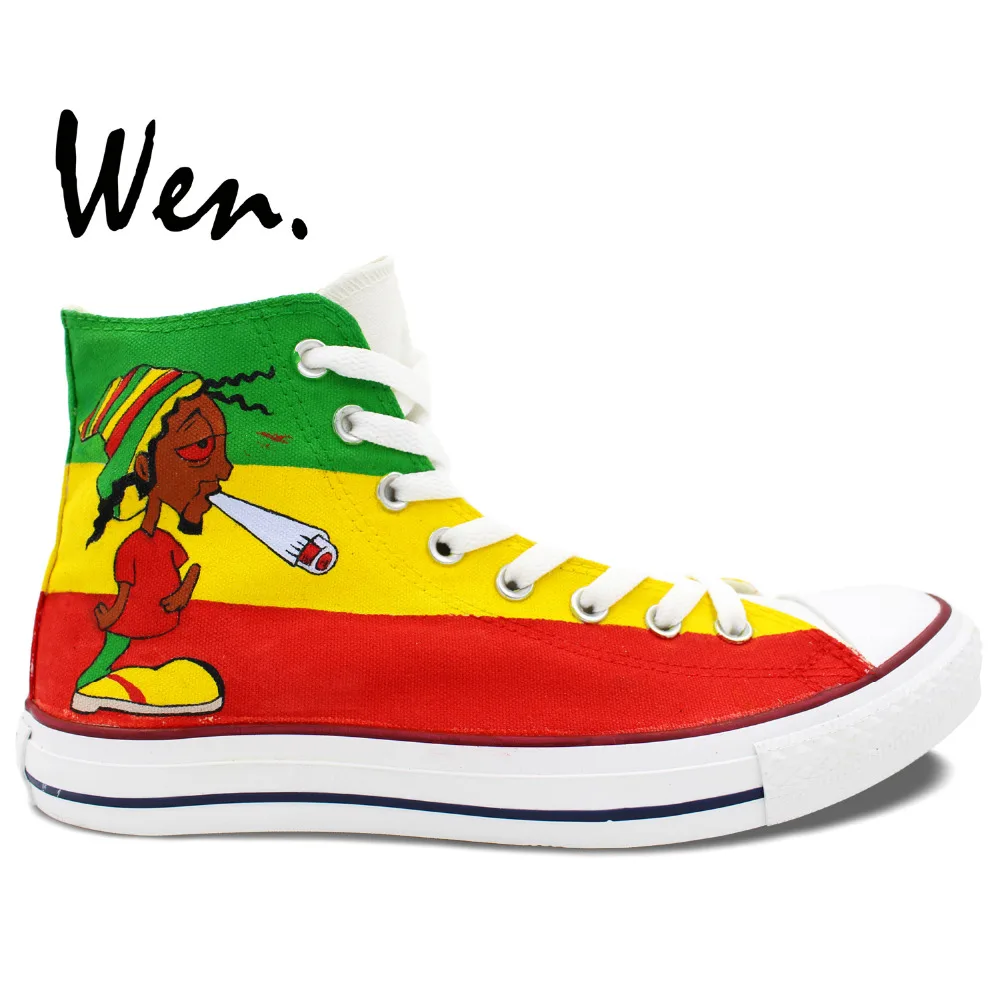 Wen Unisex Hand Painted Shoes Custom Design Jamaica Reggae Music Men