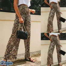 Summer Wide Leg Pants 2019 New Women Summer Casual Button High Waist Loose Leopard Print Wide Leg Pants Summer Wide Leg Pants 2019 New Women Summer Casual Button High Waist Loose Leopard Print Wide Leg Pants