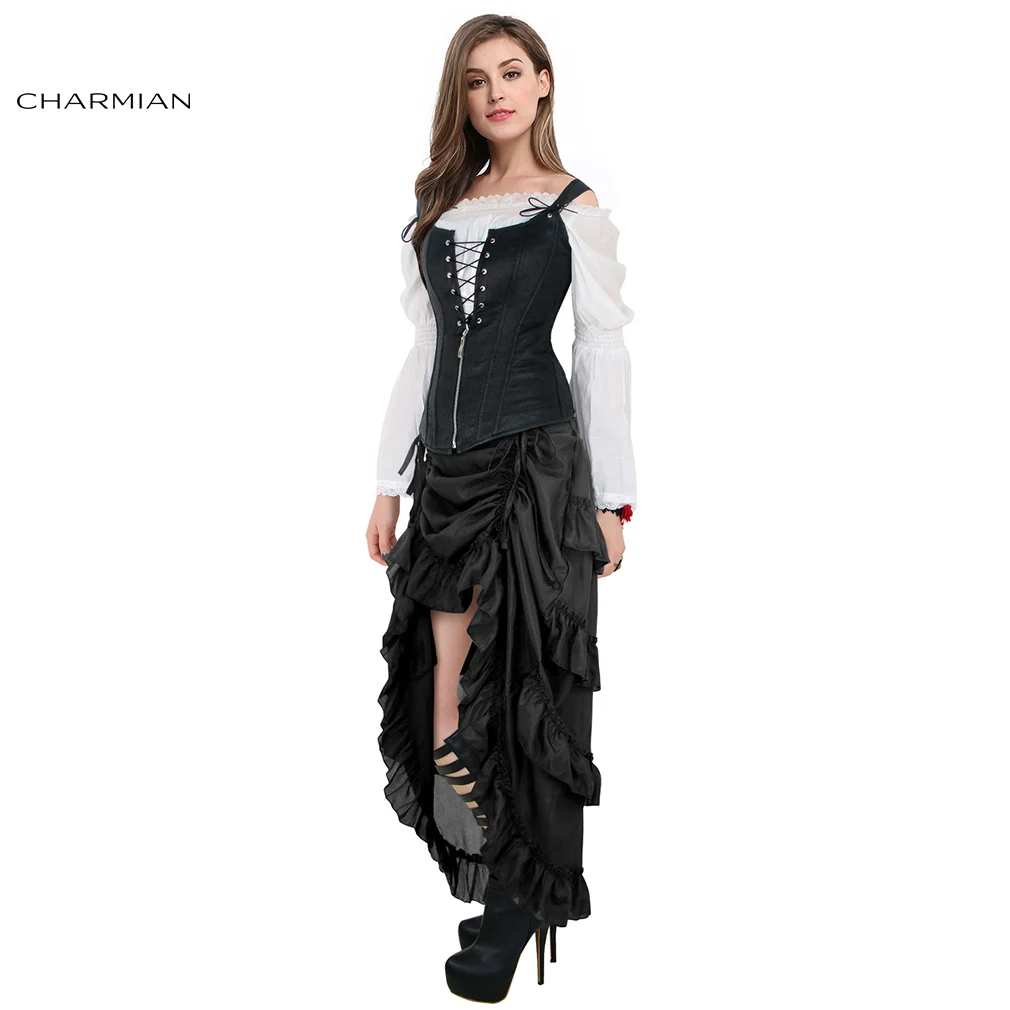 Женская юбка в викторианском стиле с высокой талией и оборками|high low skirt|low skirtsteampunk