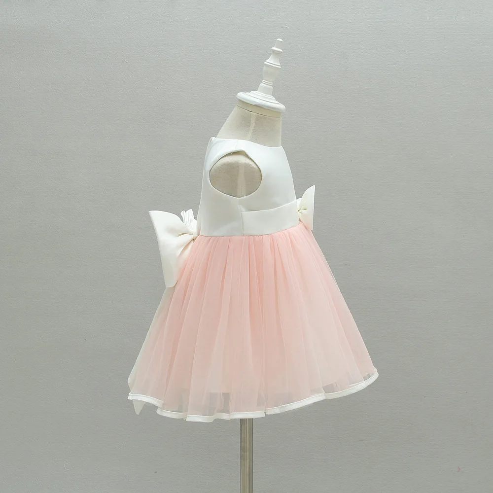 Платья для маленьких девочек на день рождения праздничная одежда розового цвета с бантом для 1 года Vestido, г., одежда для маленьких девочек от 0 до 24 месяцев, RBF174022