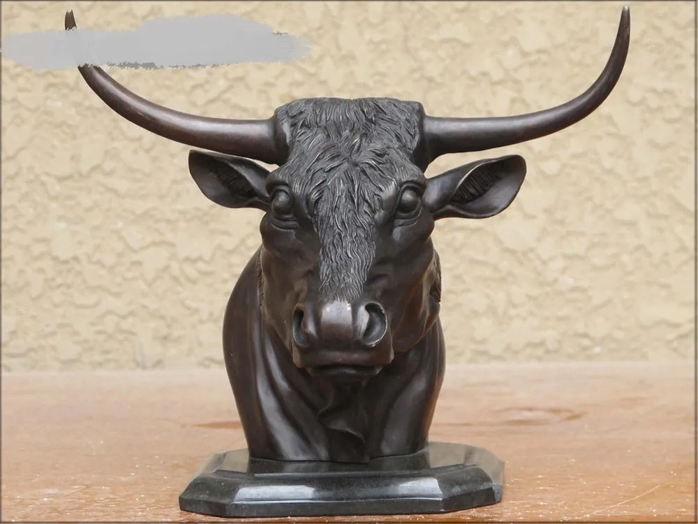 

Western Art Bronze Marble Statue OX Head sculpture Cow head Tauren