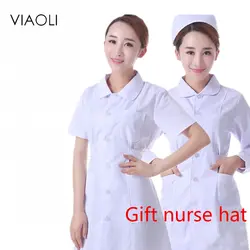 Женщины белый розовый голубой медицинские Короткие рукава Костюмы медицинские услуги равномерное медсестра Костюмы с длинными рукавами