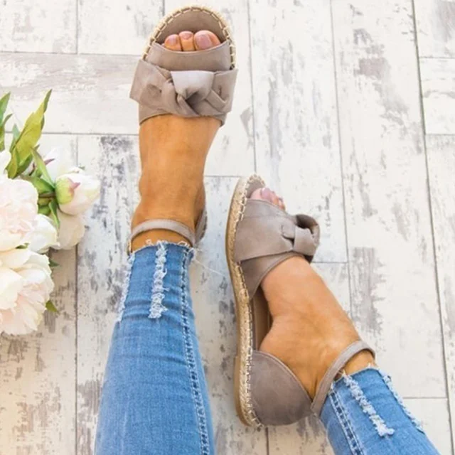 Women Sandals Buckle Strap Casual Summer Shoes Woman Butterfly Knot Flat Sandals Peep Toe Plus Size 35-44 Sandalia Feminina 