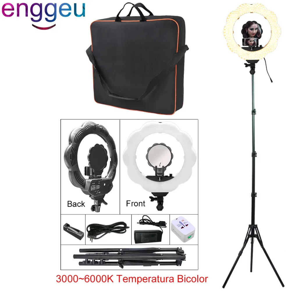 18 &quot3000 К-6000 К биколор 384 светодиоды Фотографическая освещение затемнения Камера