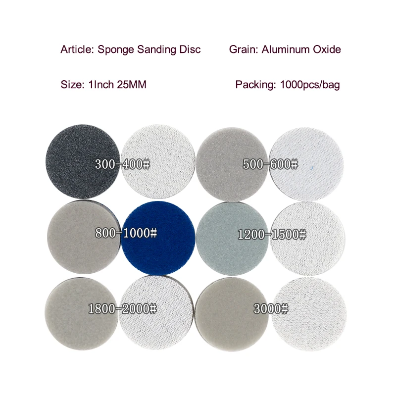 1 дюймов 25 мм круглый шлифовальная Губка диск наждачная бумага крюк и петля 3000-300 Grits для полировки и шлифовки(упаковка из 60