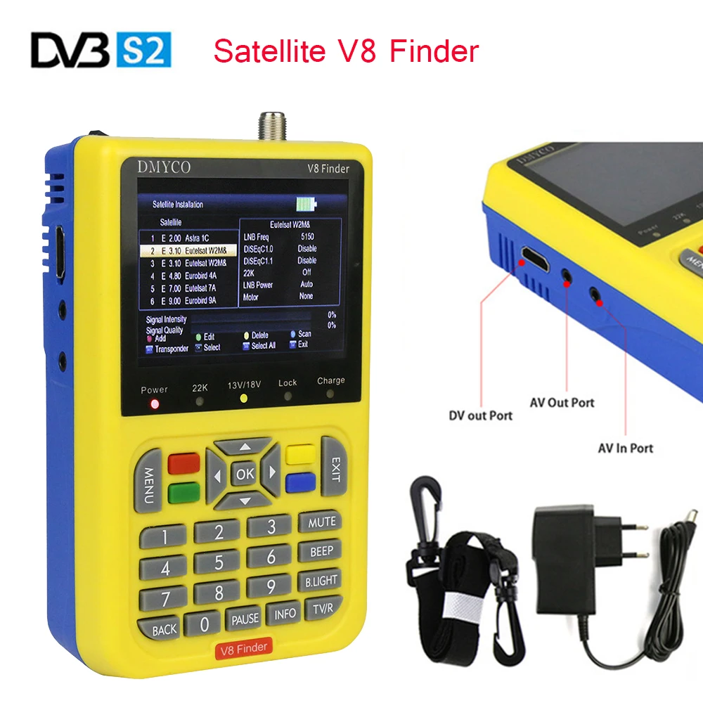 

V8 Finder HD DVB-S2 Digital Satellite Finder High Definition lnb Sat Finder MPEG-4 DVB S2 Satellite Meter full 1080P Satfinder
