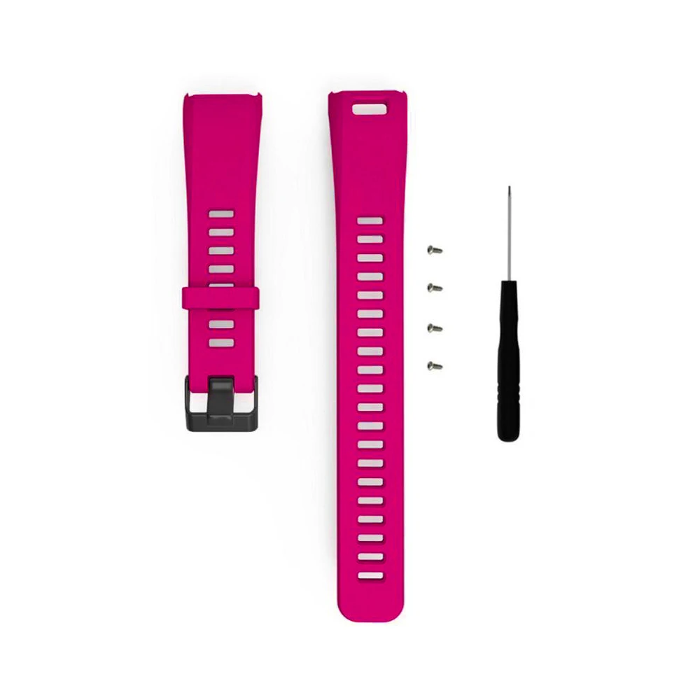 Мягкий силиконовый сменный спортивный ремешок для спортивного выпуска, регулируемый браслет с застежкой для Garmin Vivosmart HR, браслет на запястье, ремешок 1 - Цвет: rose red