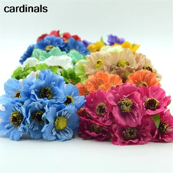 

60pcs/lot Artificial High Grade Real Touch Silk Rose Flowers Poppy Bouquet For Wedding Decoration DIY Garland Accessories Craft