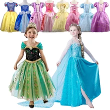 Платье для девочек; платья принцессы Снежной Королевы; Карнавальный Костюм Золушки; Белоснежки; платья Эльзы и Анны для девочек; костюм; одежда для детей