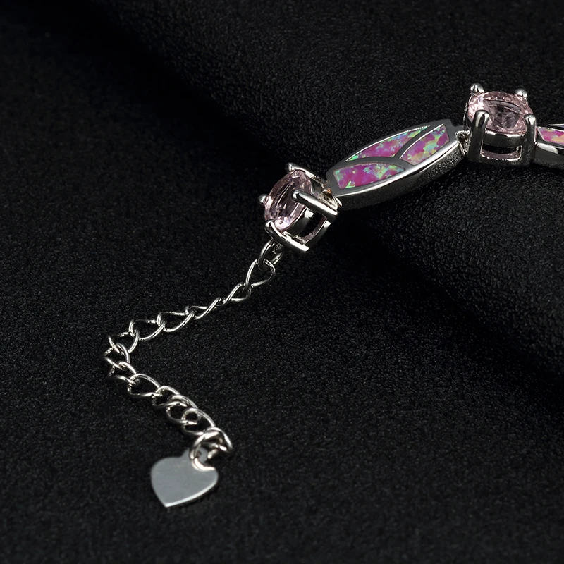 Горячая яркий фиолетовый Опал подвеска с драгоценным камнем браслеты для женщин посеребренные браслеты и браслеты свадебные украшения в подарок паре SL033