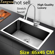 Домашняя Роскошная кухонная ручная раковина одинарная Мойка посуда vogue 304 Нержавеющая сталь стандарт 650x450 мм