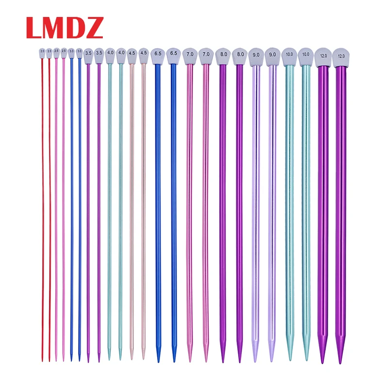 LMDZ 15 Sizes 30Pcs/Set 35cm Single Pointed Knitting Needles Pins Straight Aluminum DIY Weaving Tool 2.0mm-12mm