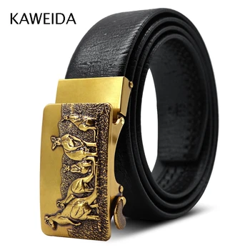 

KWD Designer Belts for Men's 2019 Luxury Kangaroo Automatic Buckle Famous Belt Brand Genuine Leather Kemer for Jeans Riem Cinto