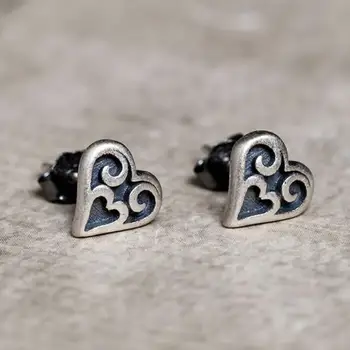 

Simple Style Pure 925 Sterling Silver Heart Shape Stud Earrings Fine Ear Accessories Jewelry Christmas Gift