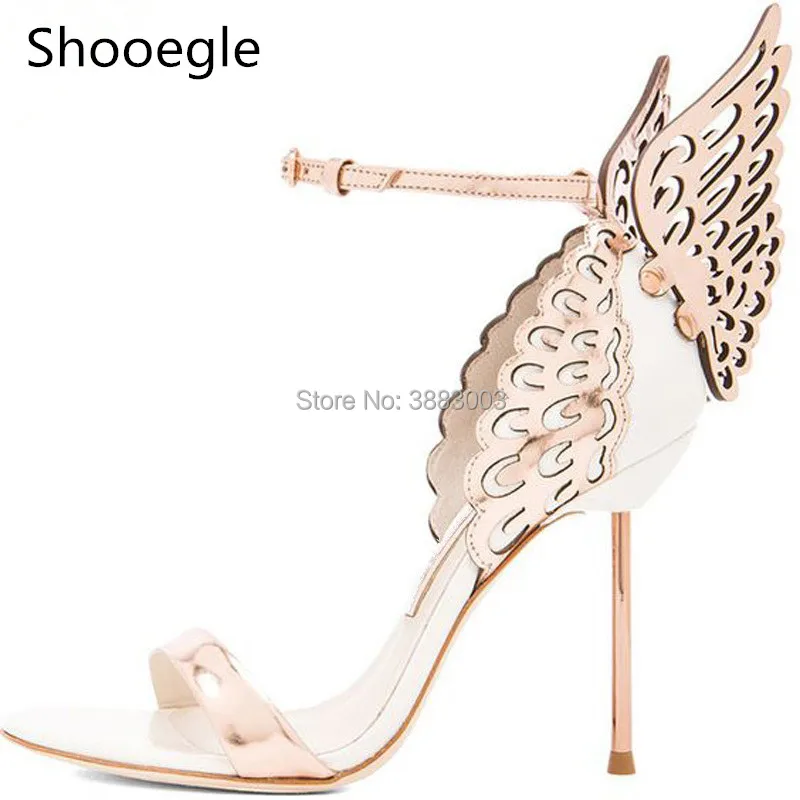 Più Nuove Donne Farfalla Ala Scarpe Sottili Tacchi Alti Sandali Di Modo Squisito Femminile Banchetto Partito Abito Da Sposa Tacchi Alti