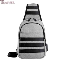 Трансер нагрудные сумки для мужчин Мужская Противоугонная USB сумка модная мужская однотонная ткань Оксфорд наружная сумка через плечо#30
