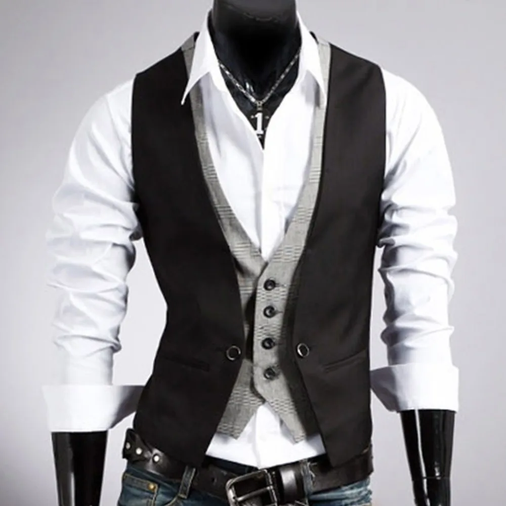 Smart casual Dress Vests For Men Slim Fit Mens Suit Vest Male Waistcoat Gilet Homme Casual