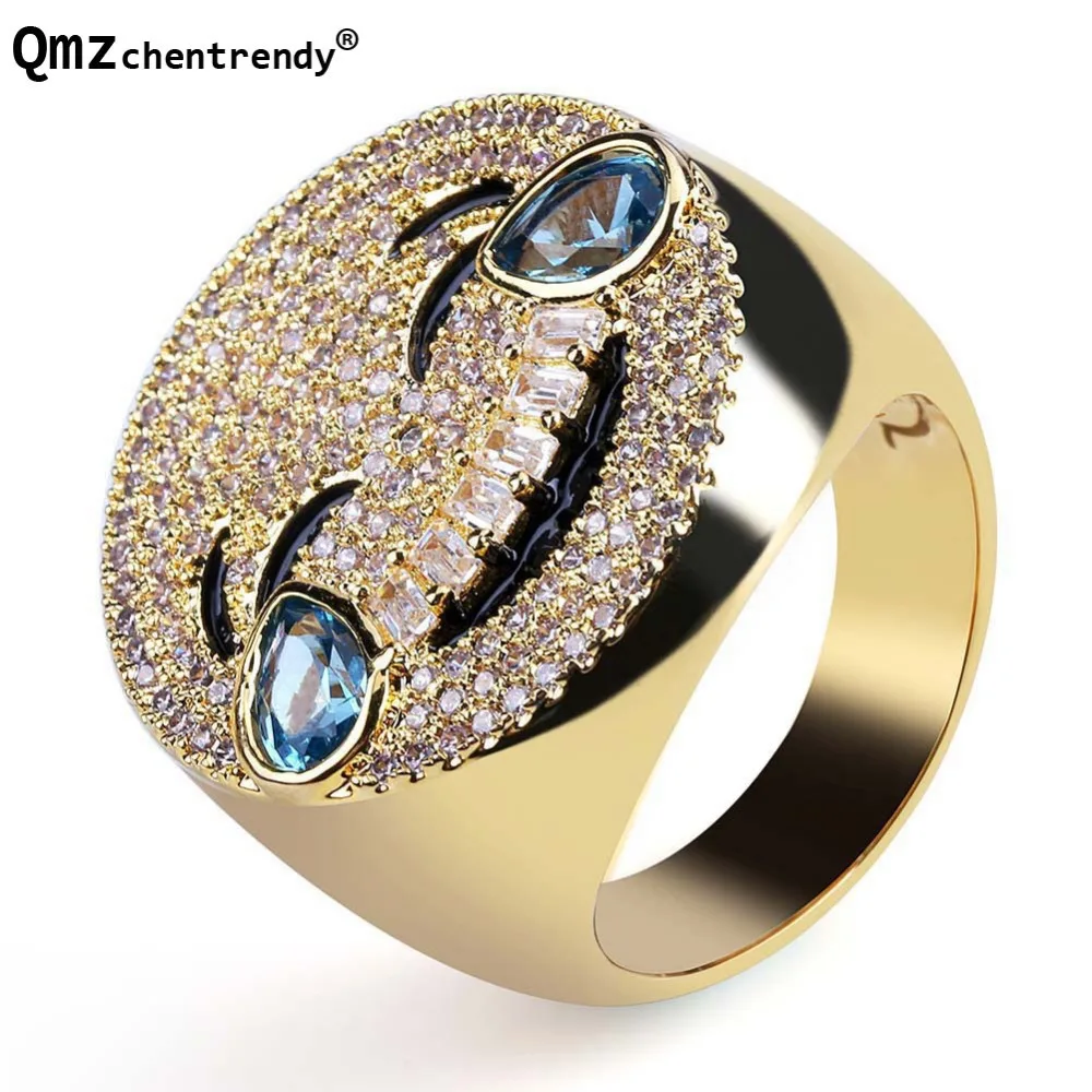 Hip hop Luxury Micro Pave CZ Emoji Simle Rings NightClub Geometry Crying Finger Rings Rock Mens Boys Rock Jewelry Accessories