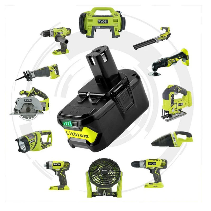 Новый литий ионный аккумулятор 18 в 5000 мАч для электроинструмента Ryobi P108 RB18L40