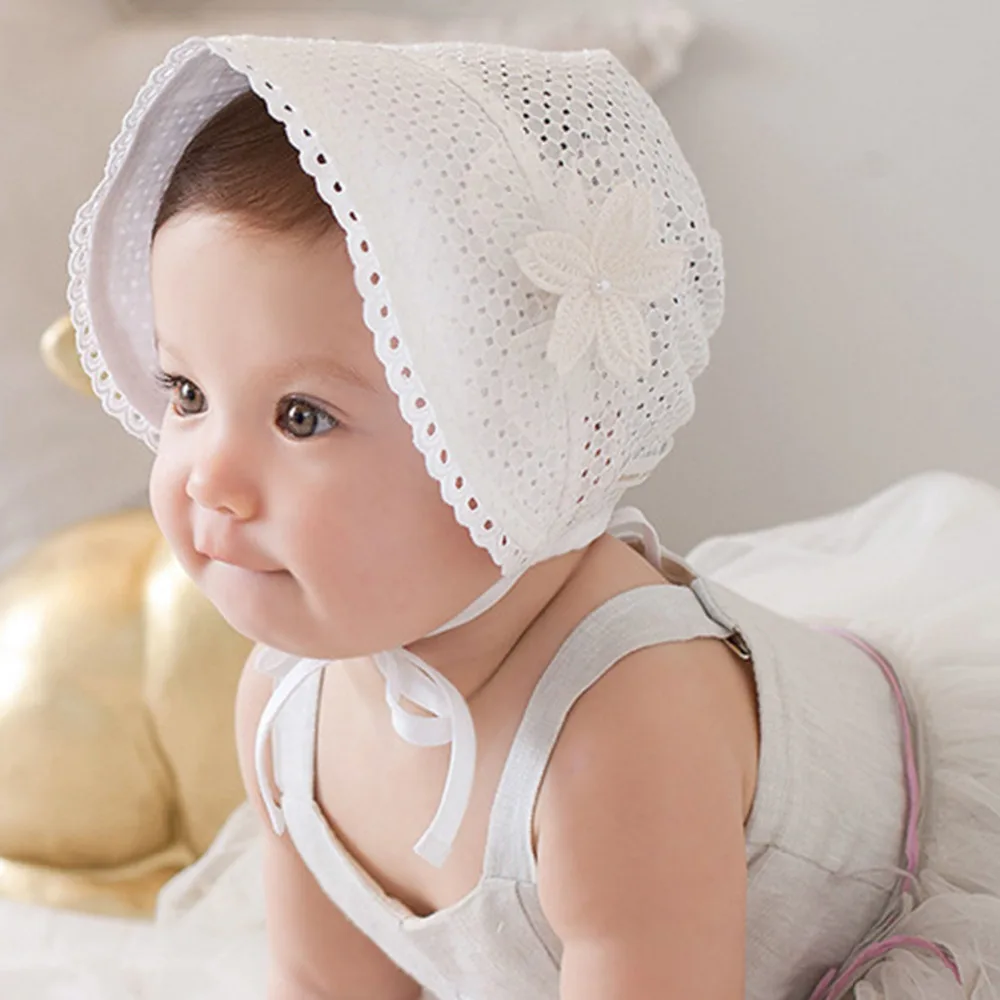 Solid Cotton Newborn Baby Tire Caps Cute Hollow Mesh Hat Wild Girls Sun