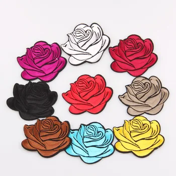 

1 pcs Colorful Mixed Rose Flower Patches iron on or sew for clothes embroidered appliques DIY accessory bag badge