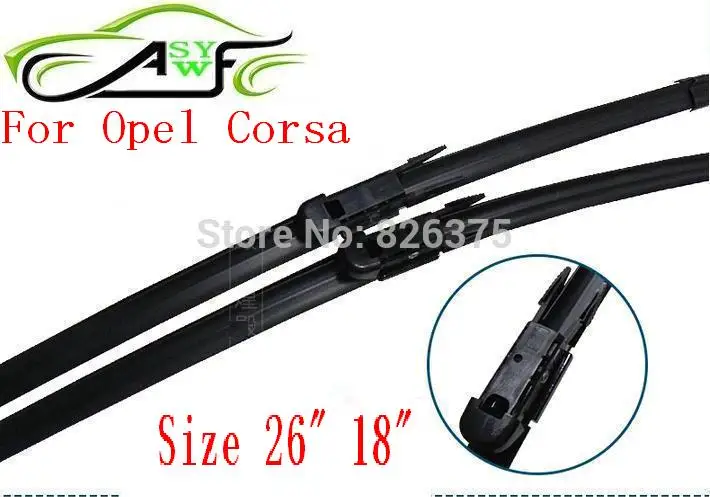

Free shipping car wiper blade for Opel Corsa Size 26" 18" Soft Rubber WindShield Wiper Blade 2pcs/PAIR deflector window