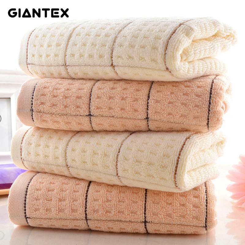 GIANTEX Plaid Pattern Cotton Face Towel Super Absorbent